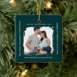 Eerste kerst met een zwangerschap aankondiging keramisch ornament