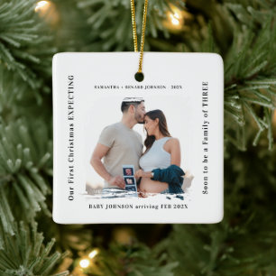 Eerste kerst met een zwangerschap aankondiging keramisch ornament
