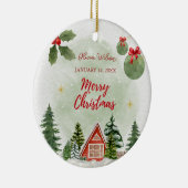 Eerste kerst met geboortedatum Foto Keramisch Ornament (Rechts)