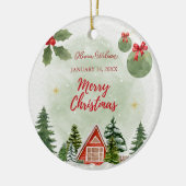 Eerste kerst met geboortedatum Foto Keramisch Ornament (Links)