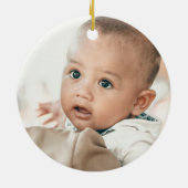 Eerste kerst met geboortedatum Foto Keramisch Ornament (Achterkant)