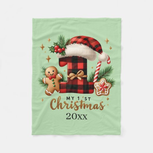 Eerste kerst met jaar baby fleece deken (Voorkant)