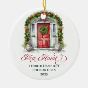 Eerste kerst met monogram in nieuw huis Metaal orn Keramisch Ornament
