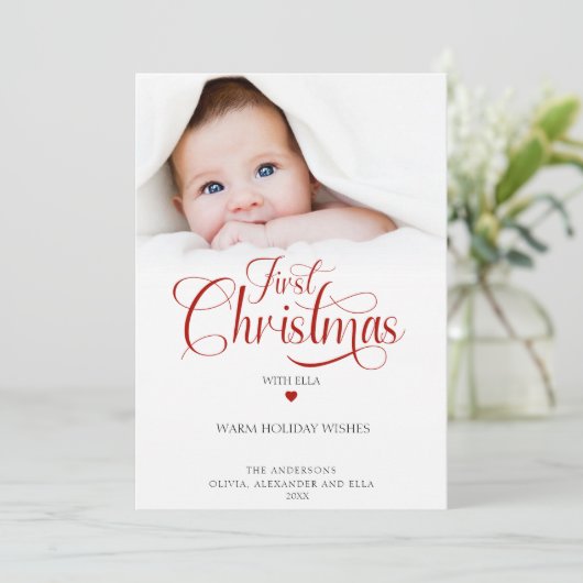 Eerste kerst met Photo Holiday Kaart (Staand voorkant)