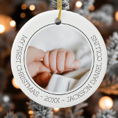 Eerste Kerst Modern Eenvoudige Baby 2 Foto Pasgebo Keramisch Ornament