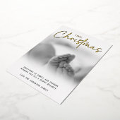 Eerste kerst moderne foto folie feestdagenkaart (Gedraaid)