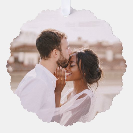 Eerste kerst Moderne Mr. Mrs. Fotosjabloon Ornament Kaart (Voorkant)