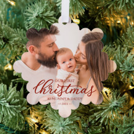 Eerste kerst Moeder Vader Baby Fotokaart Ornament Kaart