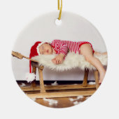 Eerste kerst monogram foto kerstversiering keramisch ornament (Voorkant)