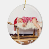 Eerste kerst monogram foto kerstversiering keramisch ornament (Links)