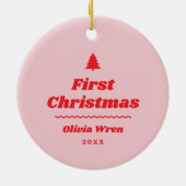 Eerste kerst monogram foto kerstversiering keramisch ornament (Achterkant)