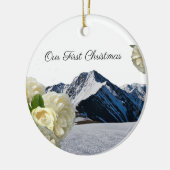 Eerste kerst Mountain Rose-ornament Keramisch Ornament (Links)