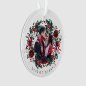 Eerste kerst Mr en Mrs bloemrijke elegante foto Ornament (voorkant)