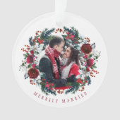 Eerste kerst Mr en Mrs bloemrijke elegante foto Ornament (voorkant)