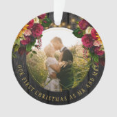 Eerste kerst Mr en Mrs floral rustieke foto Ornament (voorkant)