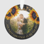 Eerste kerst Mr en Mrs zonnebloem rustieke foto Ornament (voorkant)