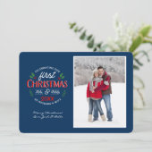 Eerste kerst Mr & Mrs Circle 1 foto | Feestdagenkaart (Staand voorkant)