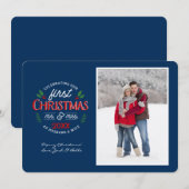 Eerste kerst Mr & Mrs Circle 1 foto | Feestdagenkaart (Voorkant / Achterkant)