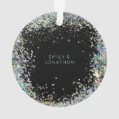 Eerste kerst Mr. Mrs Fotonaam Faux Glitter Ornament (achterkant)