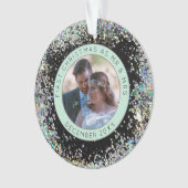 Eerste kerst Mr. Mrs Fotonaam Faux Glitter Ornament (voorkant)