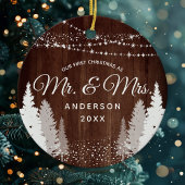 Eerste kerst Mr. Mrs Wood voor Gina Keramisch Ornament
