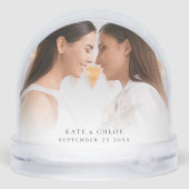 Eerste kerst Mrs. Mrs. 2 Foto Lesbische bruiloft Sneeuwbol (Achterkant)