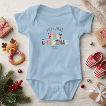 Eerste kerst naam feestelijke letters baby body
