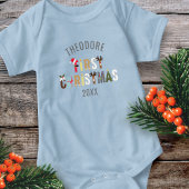 Eerste kerst naam feestelijke letters baby body romper
