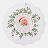 Eerste kerst nanny opa foto bessen ornament kaart (Voorkant)