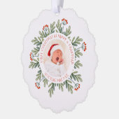 Eerste kerst nanny opa foto bessen ornament kaart (Links)