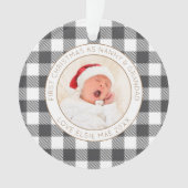 Eerste kerst nanny opa foto naam plaid ornament (voorkant)