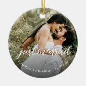 Eerste kerst net getrouwd aangepaste foto namen keramisch ornament (Voorkant)