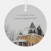 Eerste kerst Nieuw Home Adres Aangepaste foto Glas Ornament (Achterkant)