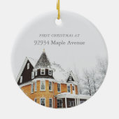 Eerste kerst Nieuw Home Adres Aangepaste foto Keramisch Ornament (Achterkant)