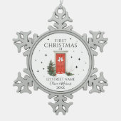 Eerste kerst Nieuw Home Adres Aangepaste Ornamente Tin Sneeuwvlok Ornament (Voorkant)