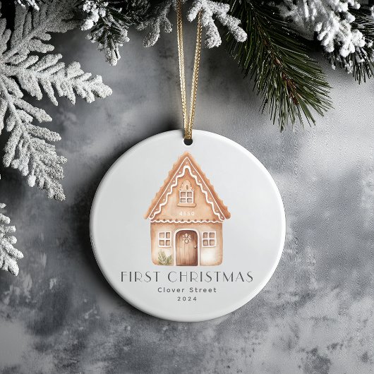 Eerste kerst Nieuwe Home Gingerbread Ornament
