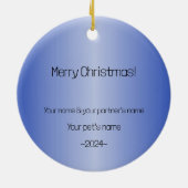 Eerste kerst Nieuwe Home poot print quote blauw Keramisch Ornament (Achterkant)