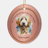 Eerste kerst Nieuwe Home quote roos goldendoodle Keramisch Ornament (Links)