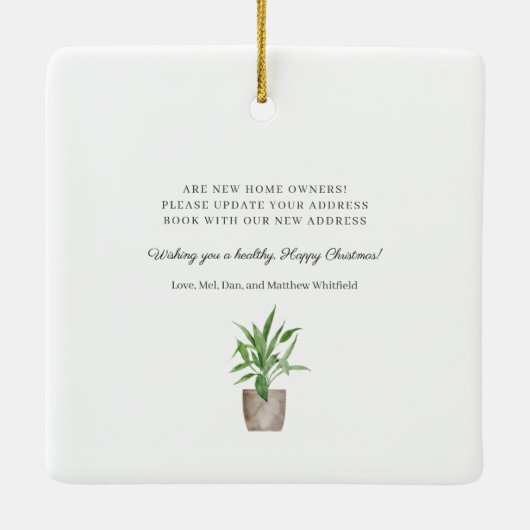 Eerste kerst Nieuwe Home Rode Deur Boho Keramisch Ornament (Achterkant)