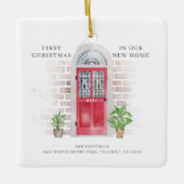 Eerste kerst Nieuwe Home Rode Deur Boho Keramisch Ornament (Voorkant)
