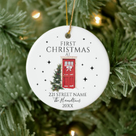 Eerste Kerst Nieuwe Huis Elegant Rode Deur Custom Keramisch Ornament