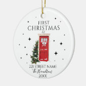 Eerste Kerst Nieuwe Huis Elegant Rode Deur Custom Keramisch Ornament (Links)
