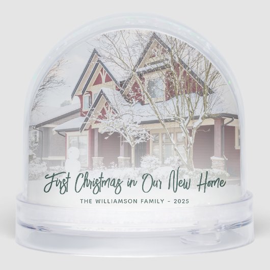 Eerste kerst Nieuwe Huis Familie Foto's Custom Sneeuwbol (Achterkant)