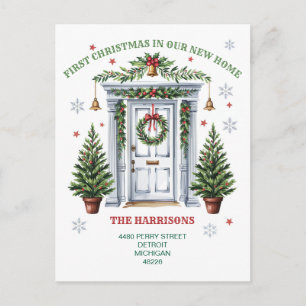 Eerste kerst nieuwe huis ornament feestdagenkaart