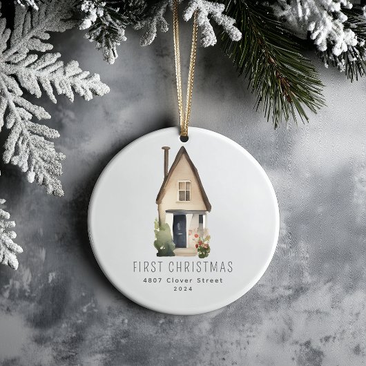 Eerste kerst nieuwe huis Waterverf Ornament