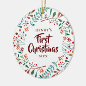 Eerste kerst nieuwe huisdier hond kat foto bloem keramisch ornament (Links)