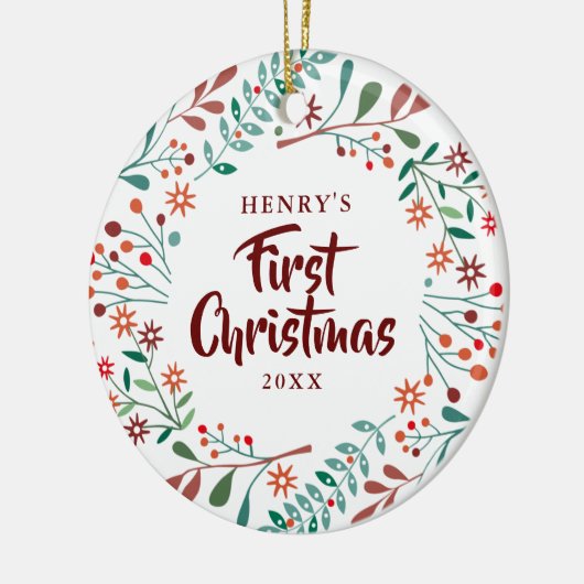 Eerste kerst nieuwe huisdier hond kat foto bloem keramisch ornament (Links)