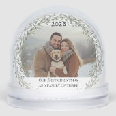 Eerste kerst nieuwe puppy foto familie van drie sneeuwbol (Voorkant)