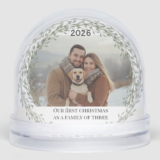 Eerste kerst nieuwe puppy foto familie van drie sneeuwbol (Voorkant)