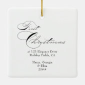 Eerste kerst Nieuwe startfoto legant kalligrafie Keramisch Ornament (Achterkant)